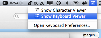 "show keyboard" menu