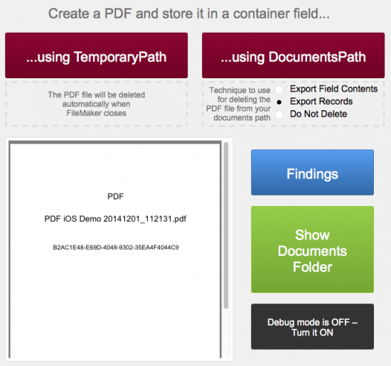 Generate PDF container demo
