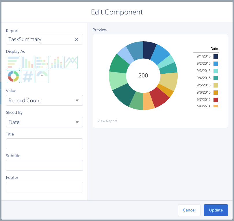 Figure 2b - Use the Edit Component to change the donut chart.