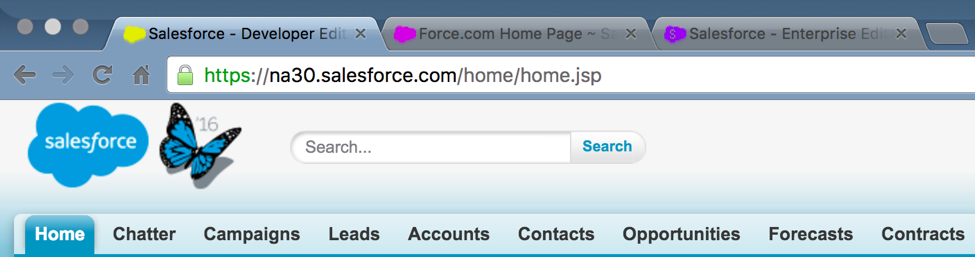 Salesforce tabs with different color favicons