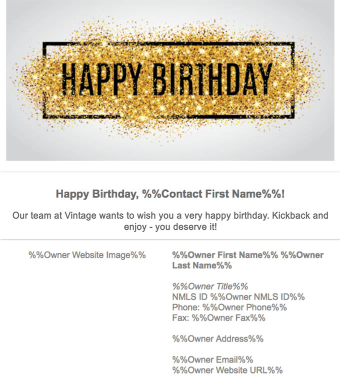 Figure 17 - Birthday email with personalization details