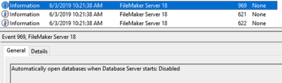 Screenshot of FileMaker Server configuration