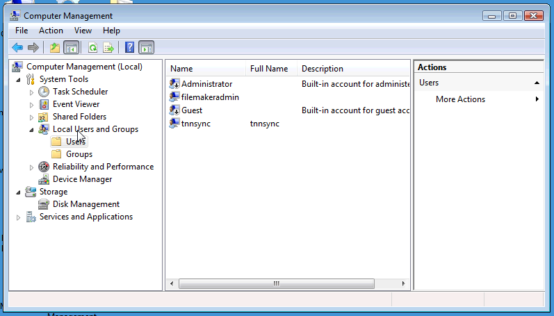 Vista Computer Management: Users