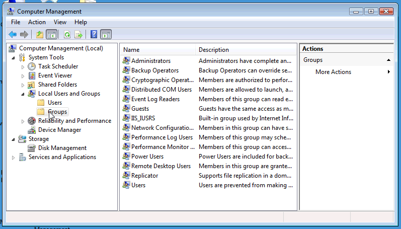 Vista Computer Management: Groups