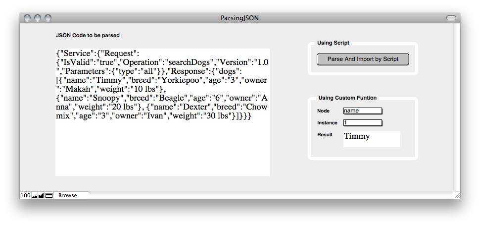 Parsing JSON Screenshot