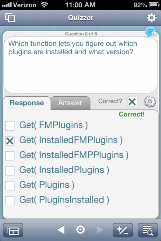 Multiple choice interface