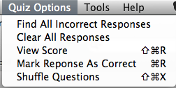 Quizzer options menu Mac