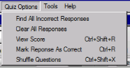 Quizzer options menu Windows
