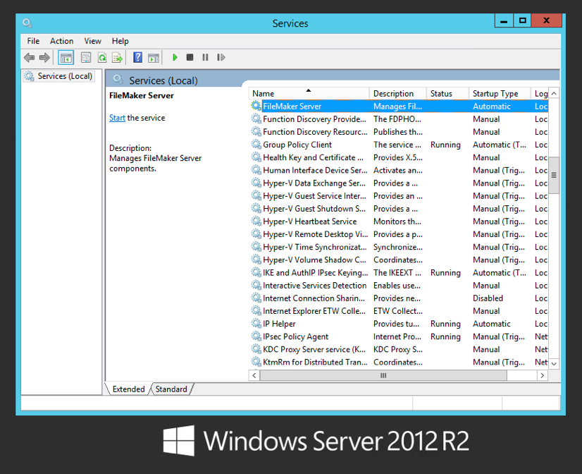 Windows Server 2012R2 Control Panel