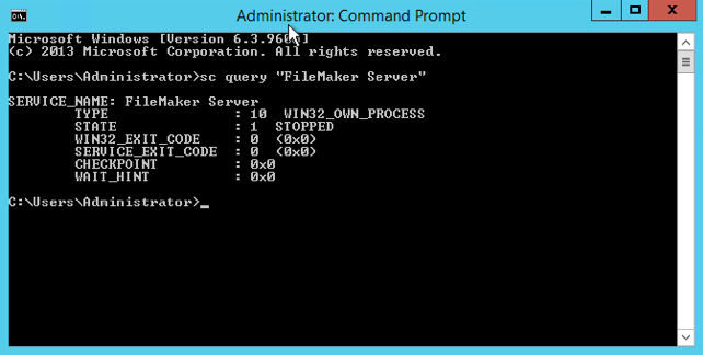 Command line - sc query stopped