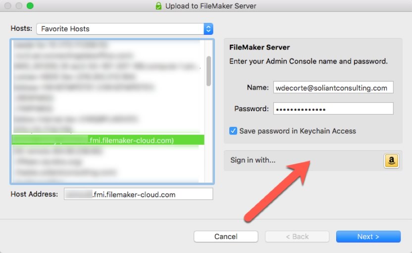 Figure 10 - Authorized users can authenticate through Amazon when uploading file to the server