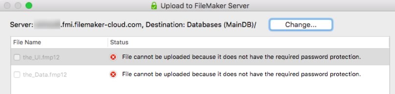 Figure 6 - Upload file to FileMaker Server