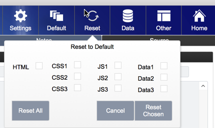 Reset to Default popover