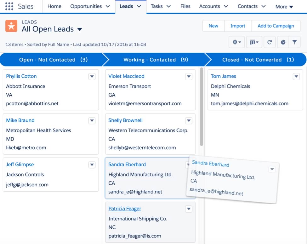 Kanban board in Salesforce Winter '17 release