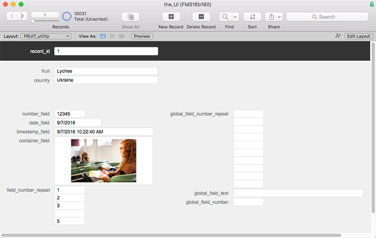 FileMaker Data API - FRUIT Utility Layout