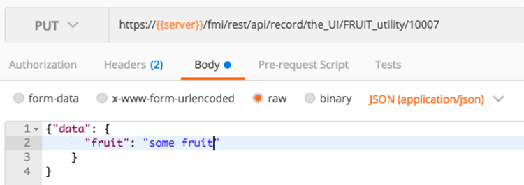FileMaker Data API - Body JSON