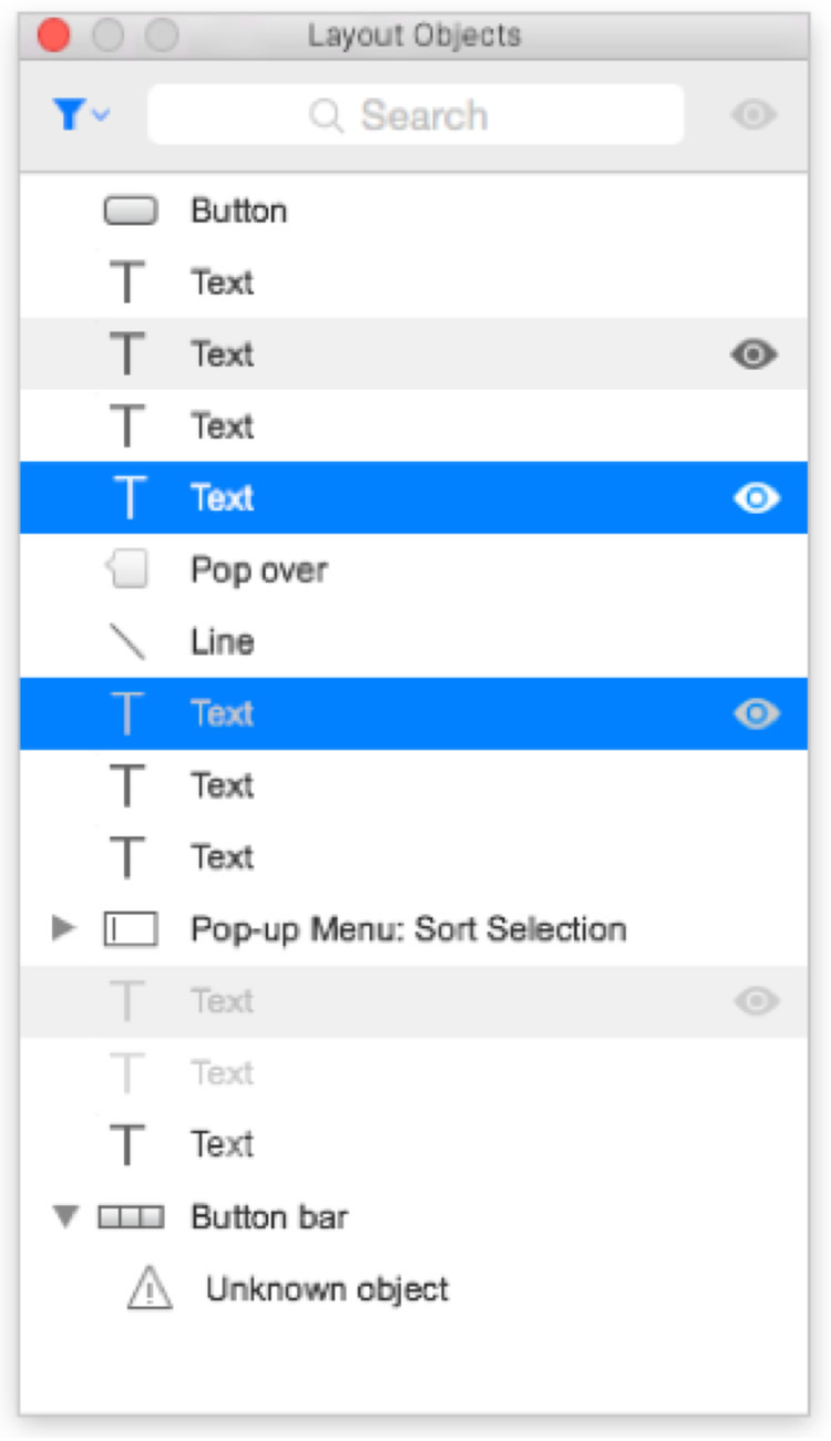 Layout Objects Inspector in FileMaker 16