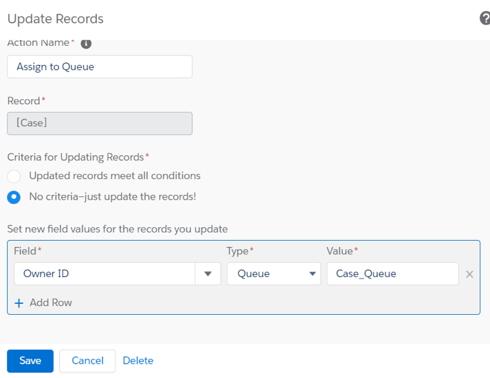 Screenshot of the Salesforce Process Builder