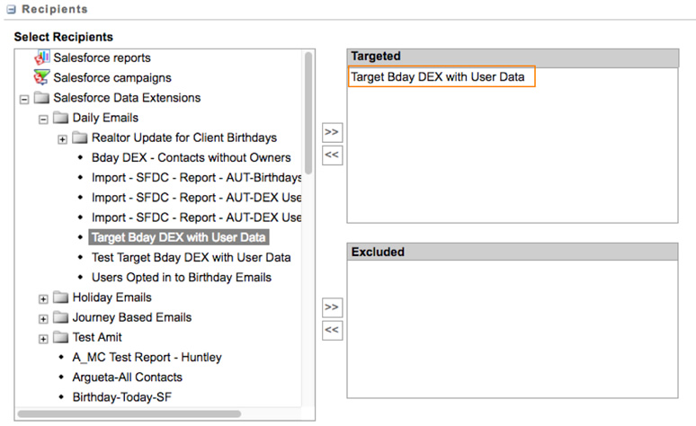 Figure 27 - Select the target data extension