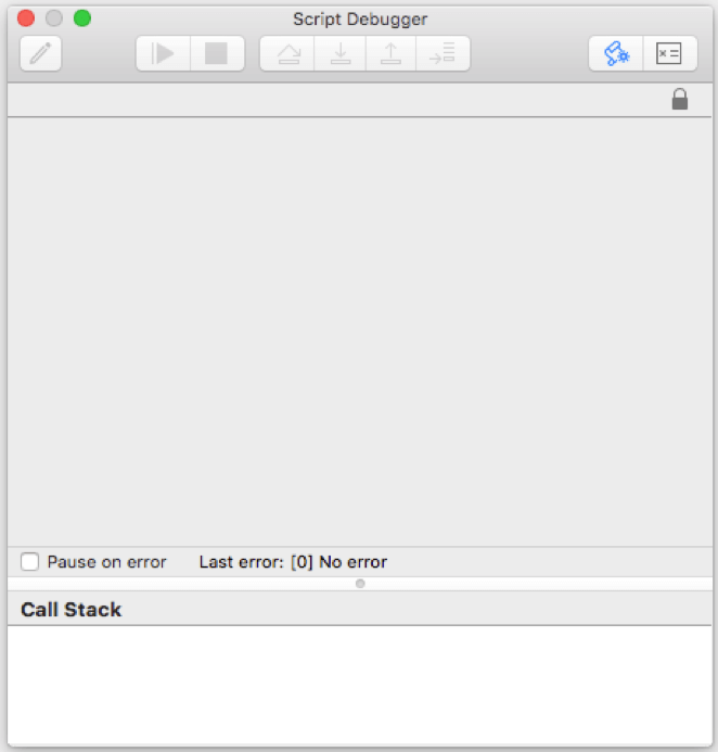 Initial view of the Script Debugger