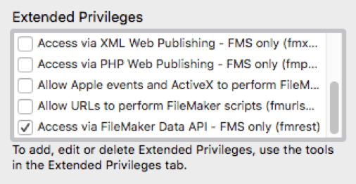 Set up security in your FileMaker file to enable the "fmrest" privilege set.