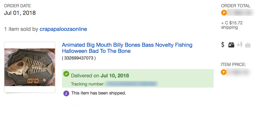 Ordering a Billy Bass on eBay