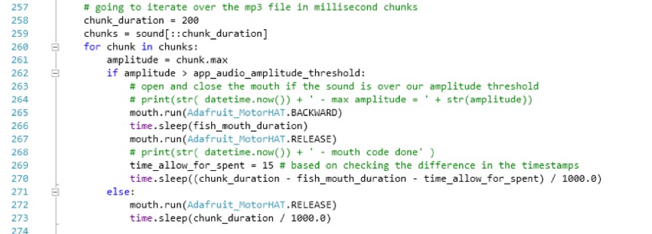 Code block showing for the "Audio Sample" chunked up into segments of 200 millisecond