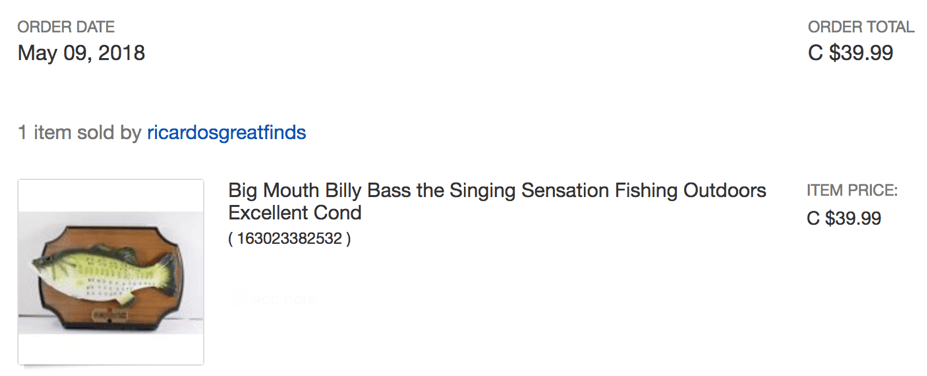 Order for buying an original Billy Bass