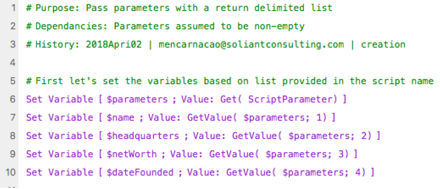 Pass four lines of data from a Manufacturer record to our script