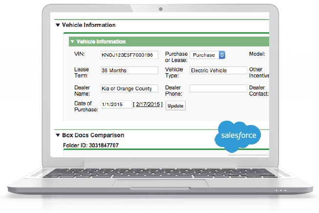 Close up of the Salesforce electronic document application