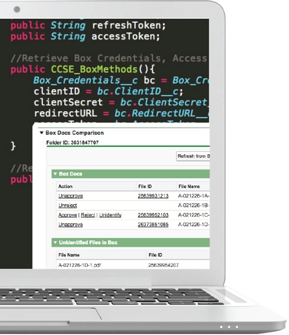 Screenshot of laptop with Salesforce application