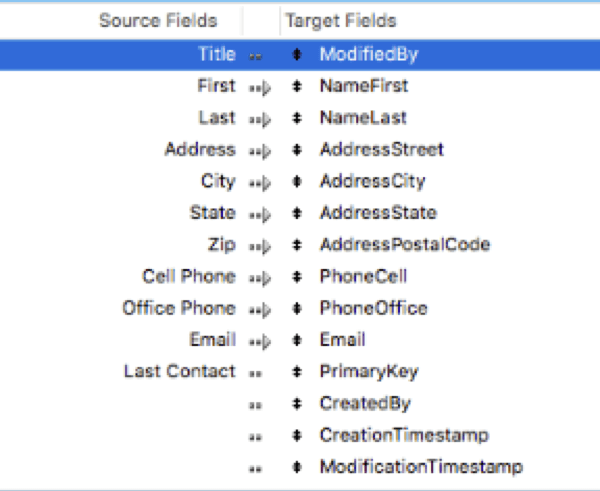 Data mapping UI in FileMaker 17