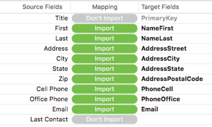 New data mapping UI in FileMaker 18