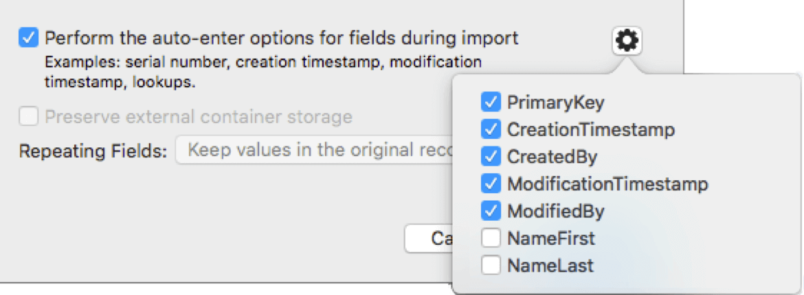 Auto-enter options for importing data