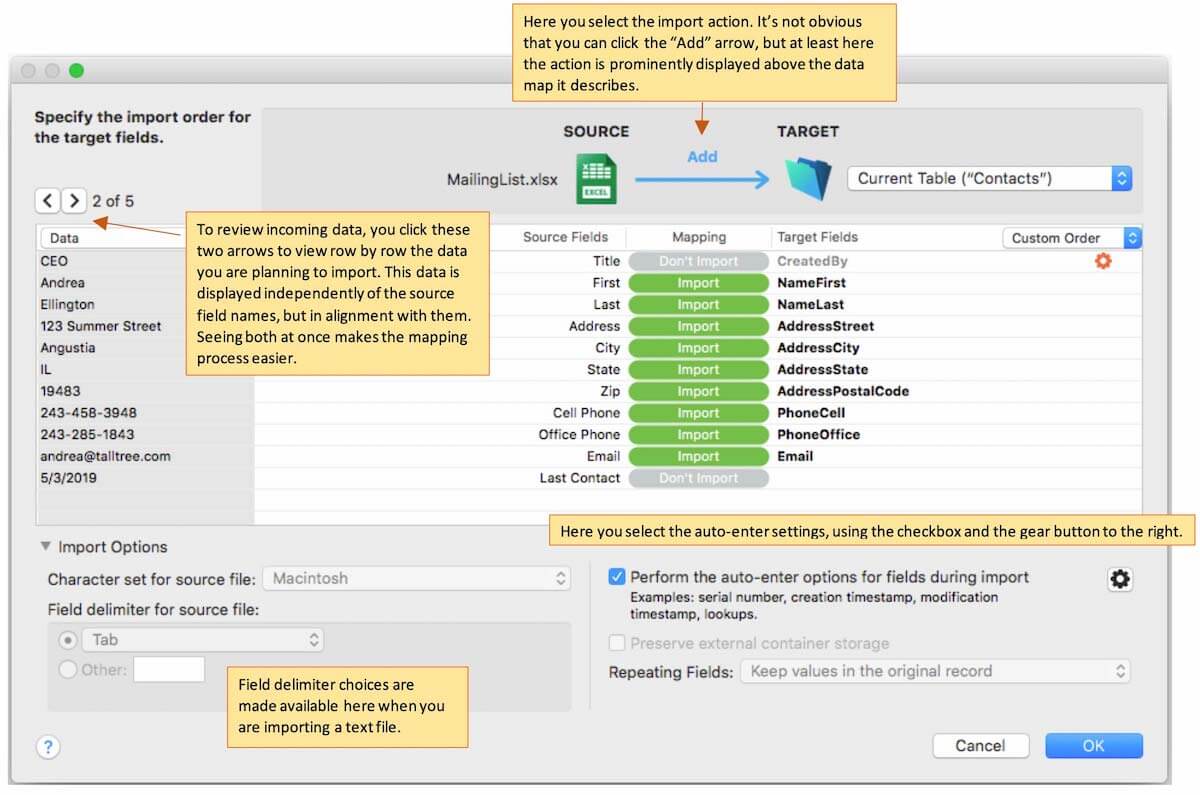 New import interface in FileMaker 18