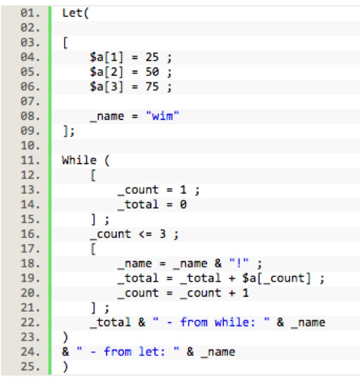 Screenshot of Let() function