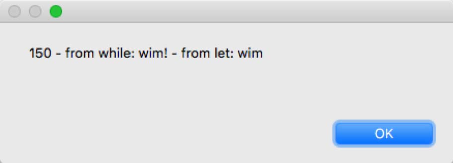 Screenshot of result when the Let() function appends its own string to the outcome of the While() function