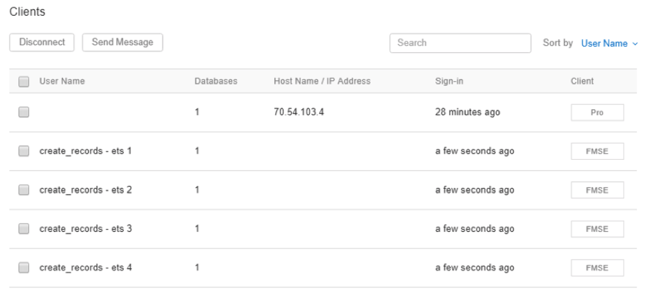 Screenshot of records created through the PSoS session