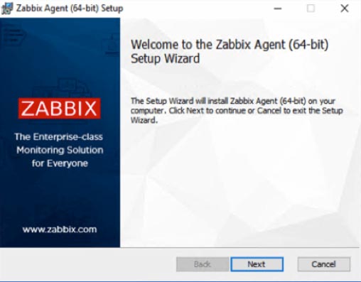 Screenshot of the Zabbix Agent Windows installer