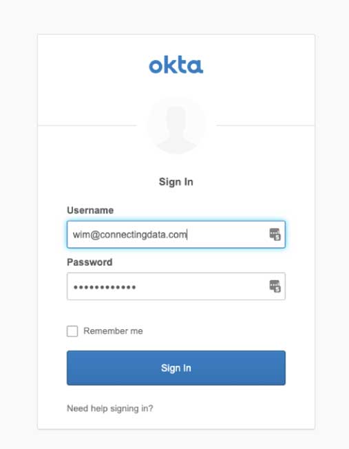 Figure 10c: Screenshot of the Okta login screen