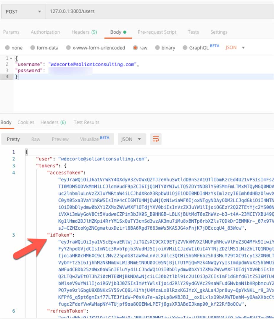 Figure 13: Screenshot showing getting the FileMaker ID token