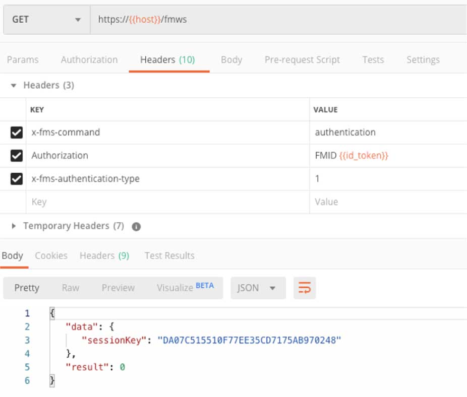 Figure 14: Screenshot of getting a session key
