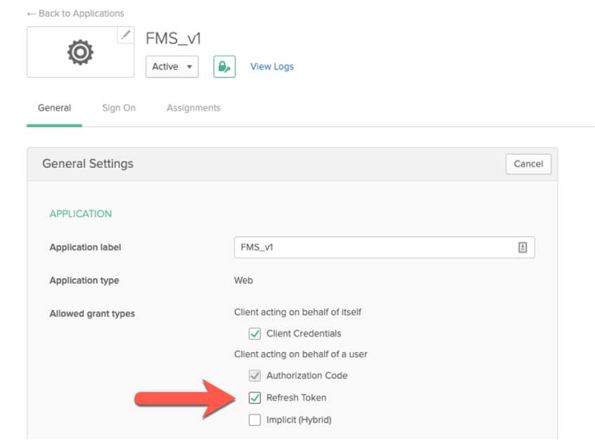 Figure 2: Screenshot highlighting the Refresh Token checkbox in General Setting