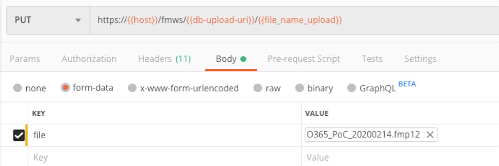 Figure 20: Screenshot of the file to be uploaded in the form data
