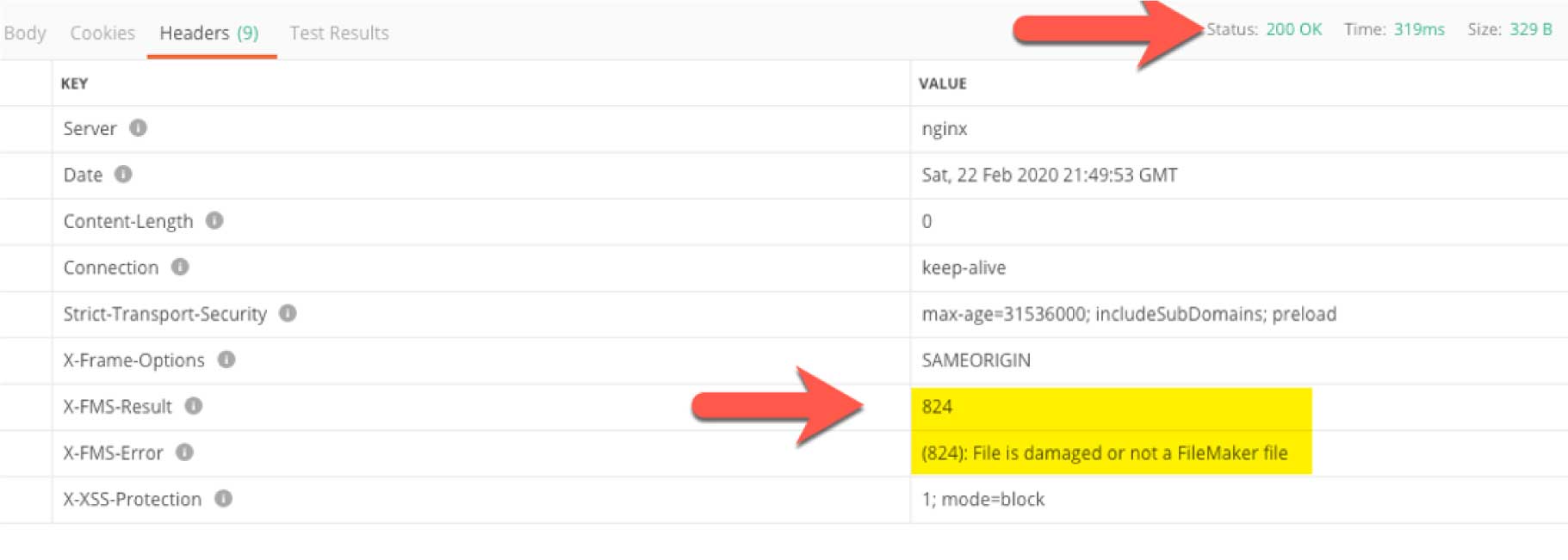 Figure 22: Screenshot of checking for server errors