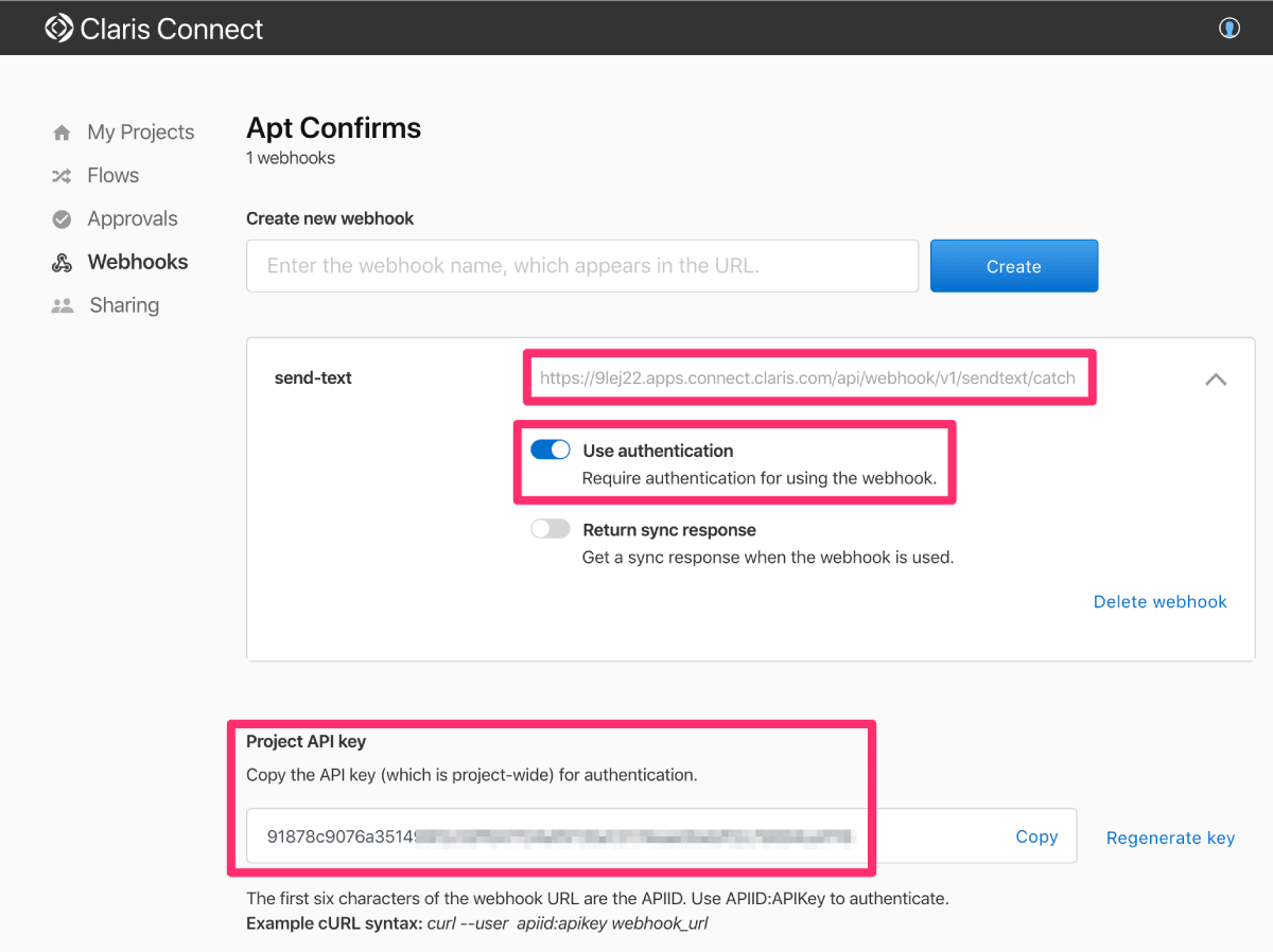 Figure 2. Send text webhook