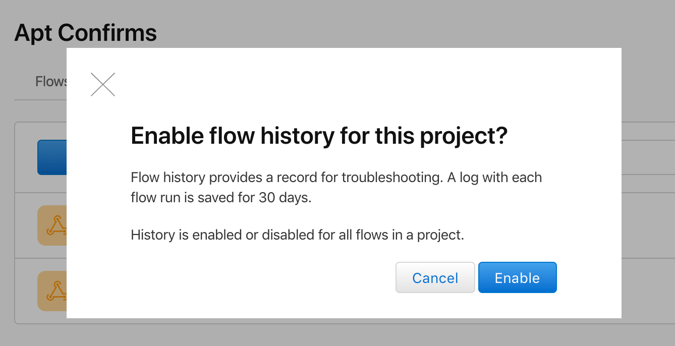 Figure 17. Enable history