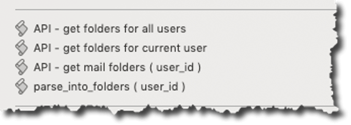 Figure 35. Screenshot shows the scripts for updating the mail folders