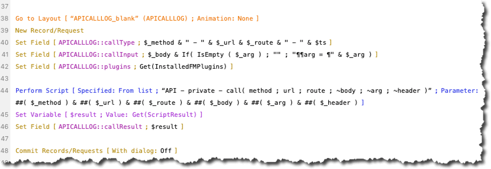 Figure 38. Screenshot of the public API script