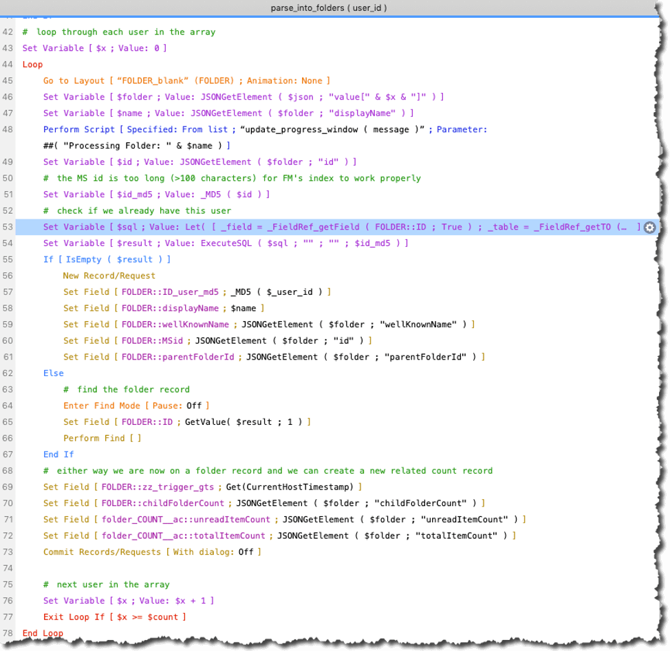 Figure 41. Screenshot of parsing the API response in the script